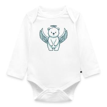 Polar Bear Elegance: Angels in the Arctic Light - Organic Longsleeve Baby Bodysuit - white - Front