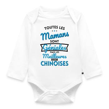 Mamans géniales les meilleures sont Chinoises - Body Bébé bio manches longues - blanc - Devant