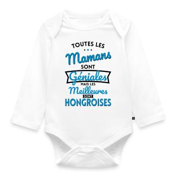 Mamans géniales les meilleures sont Hongroises - Body Bébé bio manches longues - blanc - Devant