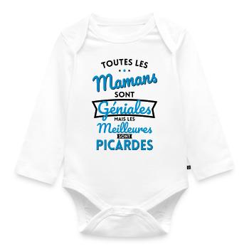 Mamans géniales les meilleures sont Picardes - Body Bébé bio manches longues - blanc - Devant