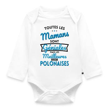 Mamans géniales les meilleures sont Polonaises - Body Bébé bio manches longues - blanc - Devant