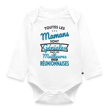 Mamans géniales les meilleures sont Réunionnaises - Body Bébé bio manches longues - blanc - Devant