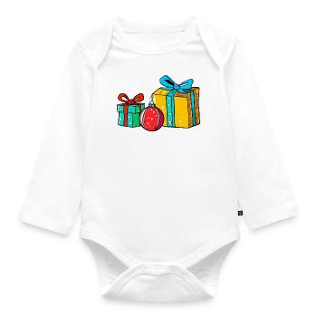 Christmas Gift Balls and Boxes - Organic Longsleeve Baby Bodysuit - white - Front