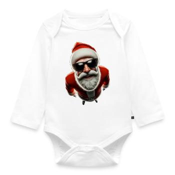 Lunettes de soleil de Noël Père Noël cool - Body Bébé bio manches longues - blanc - Devant