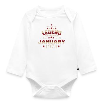 januar 1974 Geburtstag - Baby Bio-Langarm-Body - Weiß - Vorne