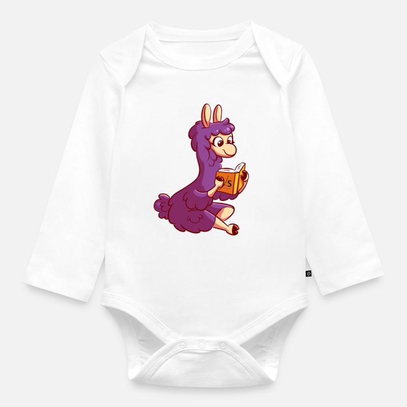 Barbouille le lama - Body Bébé bio manches longues - blanc