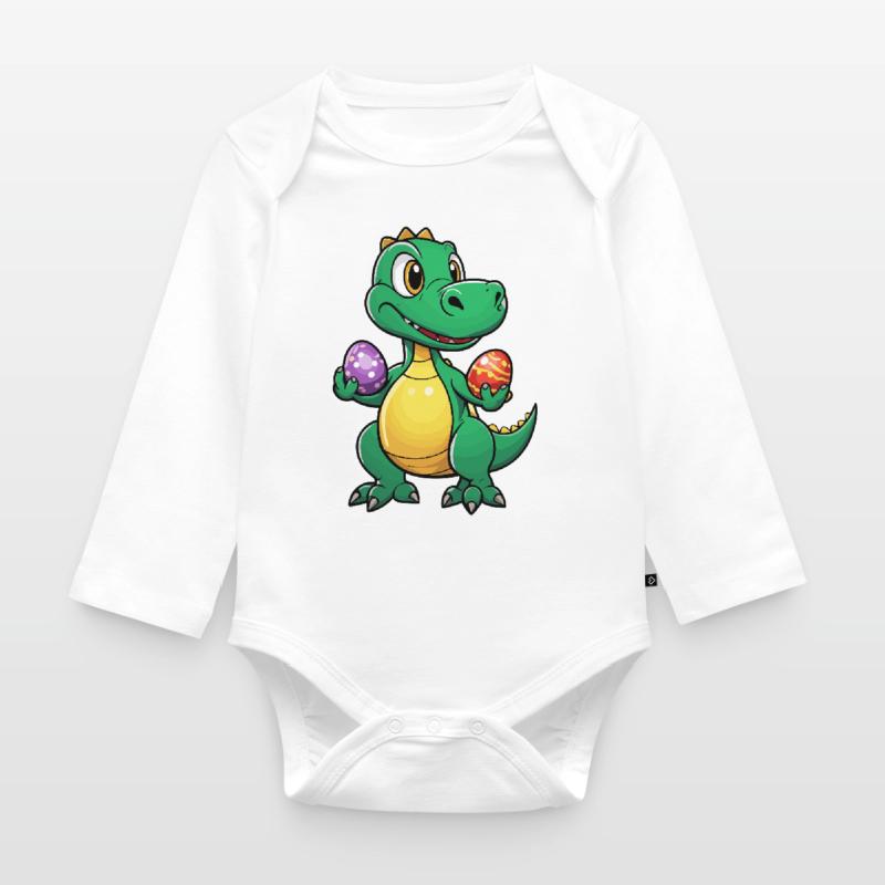 Dinosaur Easter Eggs Easter Organic Longsleeve Baby Bodysuit