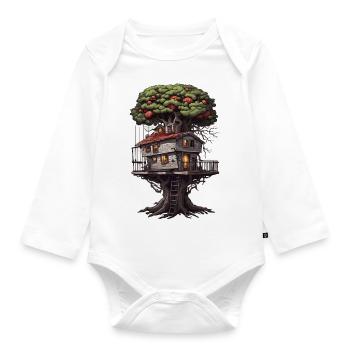 Treehouse / Treetop / Treehouse / Adventure - Organic Longsleeve Baby Bodysuit - white - Front