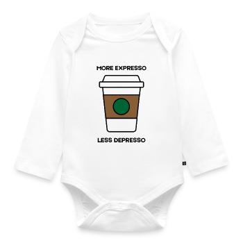 more expresso less depresso - Body Bébé bio manches longues - blanc - Devant