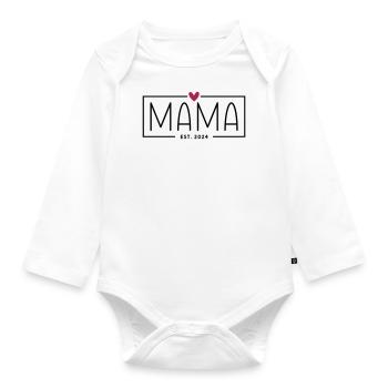 Mama Est 2024 - Herz - Mama 2024 Geschenk - Baby Bio-Langarm-Body - Weiß - Vorne
