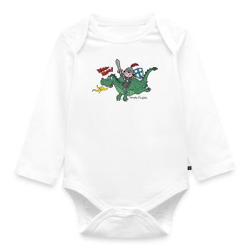 Petit Chevalier et son ami, le dragon - Body Bébé bio manches longues - blanc - Devant