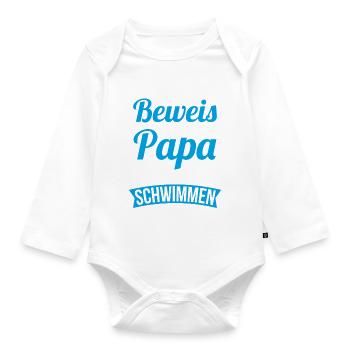 Ich bin der Beweis mein Papa nicht nur Schwimmen - Baby Bio-Langarm-Body - Weiß - Vorne
