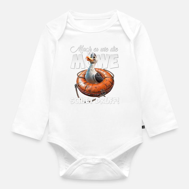 Freche Möwe #lovely toons - Baby Bio-Langarm-Body - Weiß