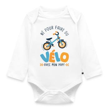 Né pour faire du vélo avec mon papy - Body Bébé bio manches longues - blanc - Devant