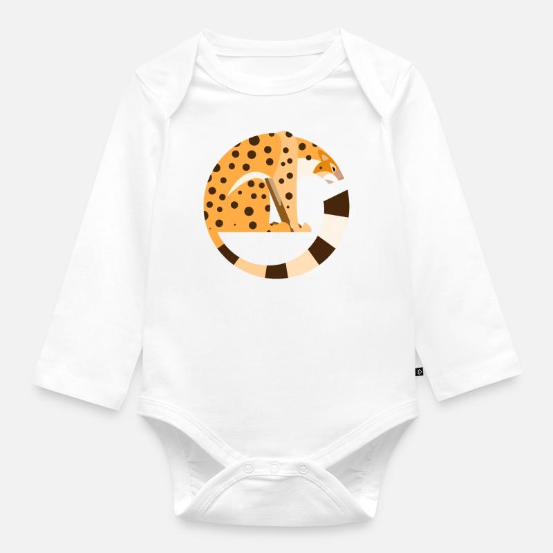 Léopard - Body Bébé bio manches longues - blanc