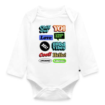 Comic graffiti speech bubbles - Organic Longsleeve Baby Bodysuit - white - Front
