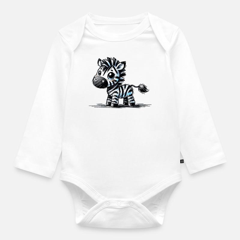 Zebra - Baby Bio-Langarm-Body - Weiß