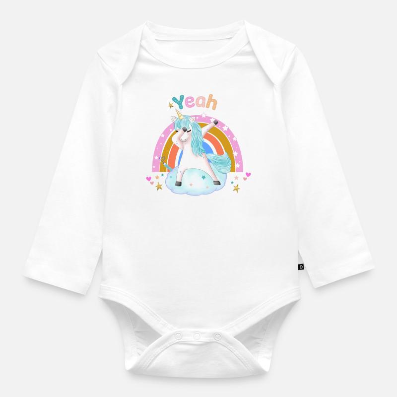 Licorne - Body Bébé bio manches longues - blanc