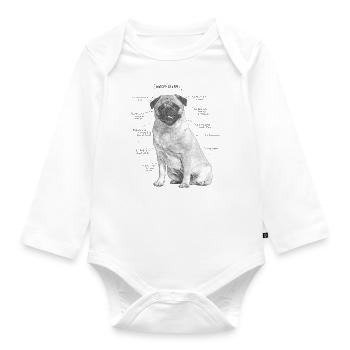 Anatomy of a Pug - Organic Longsleeve Baby Bodysuit - white - Front