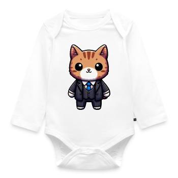 Charmant Cat Executive - Body Bébé bio manches longues - blanc - Devant