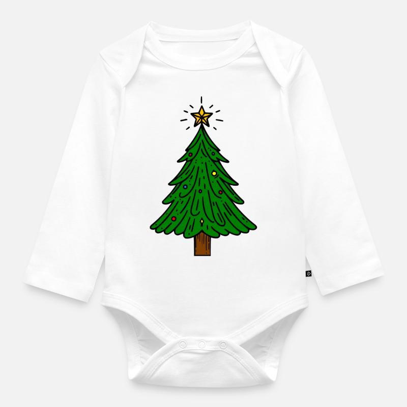 Sapin de Noël - Body Bébé bio manches longues - blanc