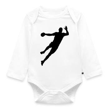 Handball Spieler Sprungwurf Geschenk - Baby Bio-Langarm-Body - Weiß - Vorne