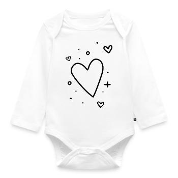Grand cœur et petits cœurs - Body Bébé bio manches longues - blanc - Devant