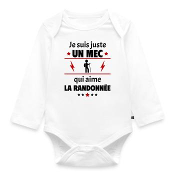 Juste un mec qui aime la randonnée,randonneur,noël - Body Bébé bio manches longues - blanc - Devant