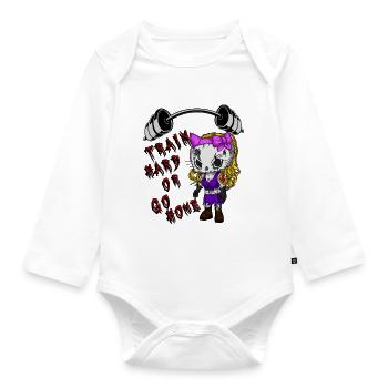 Train hard…. - Baby Bio-Langarm-Body - Weiß - Vorne