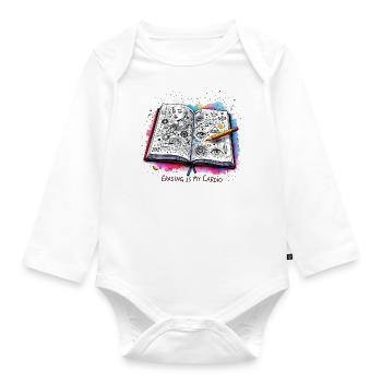 Sketching Drawing Doodling Erasing is my Cardio - Organic Longsleeve Baby Bodysuit - white - Front
