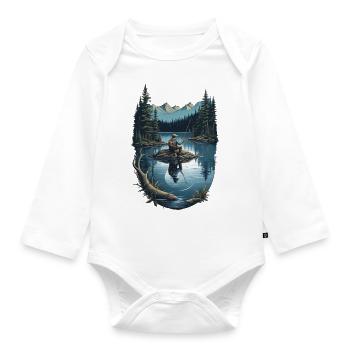 Motto Shirt - Men's Hobby - Fishing - Organic Longsleeve Baby Bodysuit - white - Front