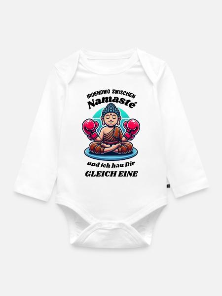 Irgendwo zwischen 'Namasté' - Baby Bio-Langarm-Body - Weiß