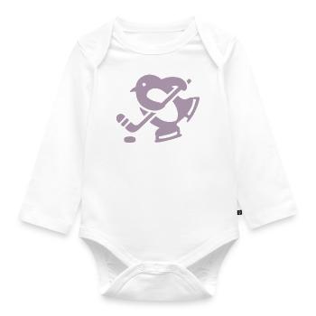 Pinguin Hockey Eishockey Silhouette Minimalistisch - Organic Longsleeve Baby Bodysuit - white - Front