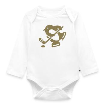 Penguin Hockey Hockey Silhouette Minimalist - Organic Longsleeve Baby Bodysuit - white - Front