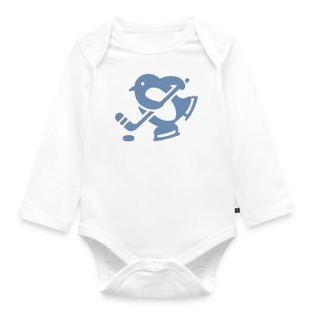 Pinguin Hockey Eishockey Silhouette Minimalistisch - Organic Longsleeve Baby Bodysuit - white - Front