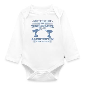Trockenbauer Spruch Tischler Helden Architekten - Baby Bio-Langarm-Body - Weiß - Vorne