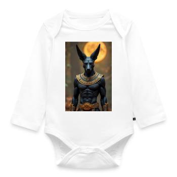 Anubis, jackal-headed god, standing in a dimly lit - Organic Longsleeve Baby Bodysuit - white - Front