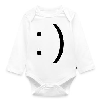 Smile - Organic Longsleeve Baby Bodysuit - white - Front