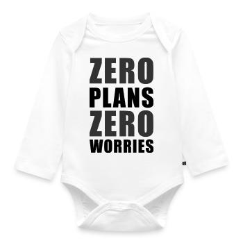 Zero Plans Zero Worries Citation de sarcasme drôle - K - Body Bébé bio manches longues - blanc - Devant