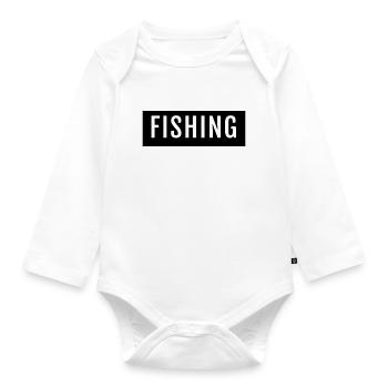 Fishing Schriftzug - Baby Bio-Langarm-Body - Weiß - Vorne
