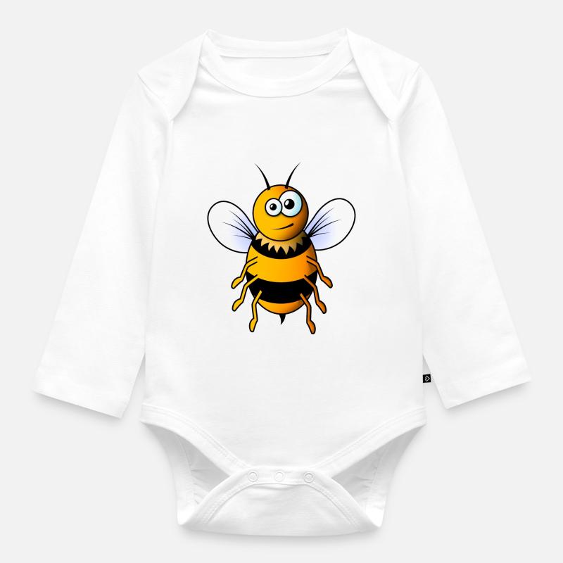 Comic Biene - Baby Bio-Langarm-Body - Weiß