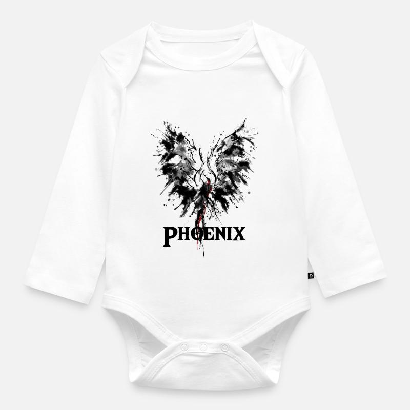 Phoenix aus der Asche Zeichnung Geschenkidee - Baby Bio-Langarm-Body - Weiß