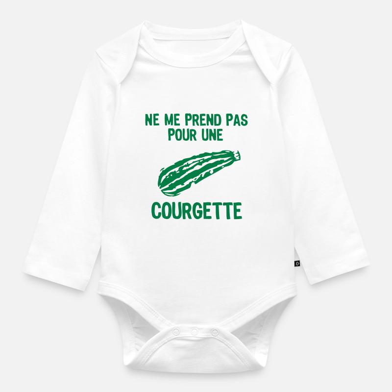 ne me prend pas pour courgette 1 - Body Bébé bio manches longues - blanc