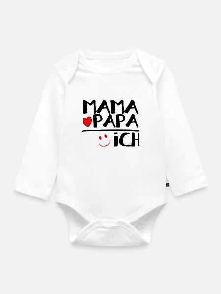 Mama + Papa = Ich - Baby Bio-Langarm-Body - Weiß