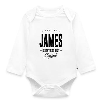 James - Organic Longsleeve Baby Bodysuit - white - Front