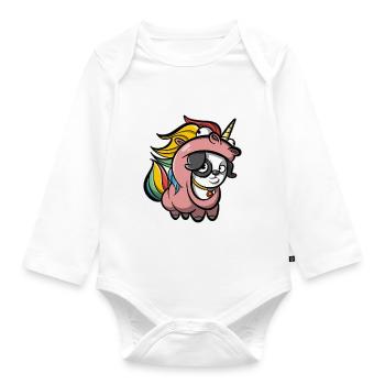 Hund im Einhorn Kostüm - Baby Bio-Langarm-Body - Weiß - Vorne