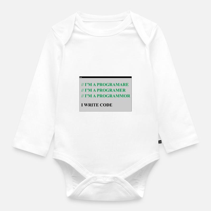computer - Organic Longsleeve Baby Bodysuit - white
