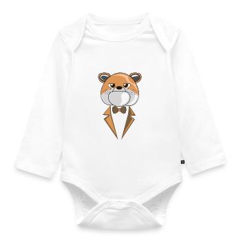 Lustiges Hundegeschenk im Anzug - Baby Bio-Langarm-Body - Weiß - Vorne