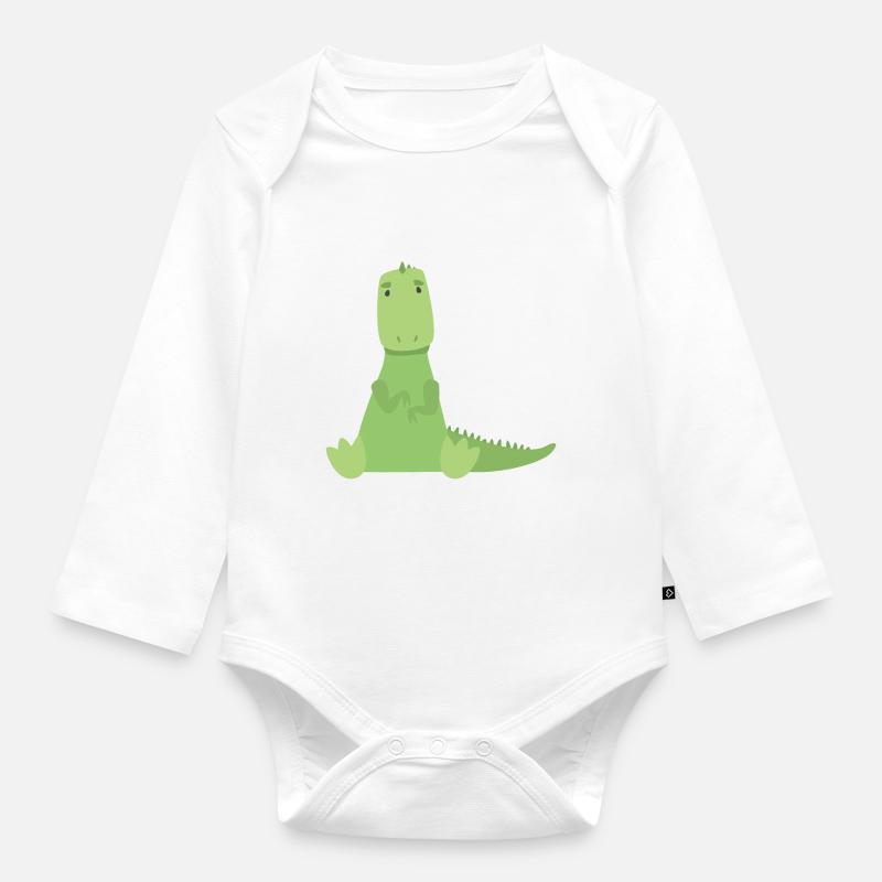 T-Rex - Body Bébé bio manches longues - blanc