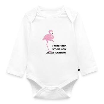 Flamingo pension retirement Christmas gift - Organic Longsleeve Baby Bodysuit - white - Front
